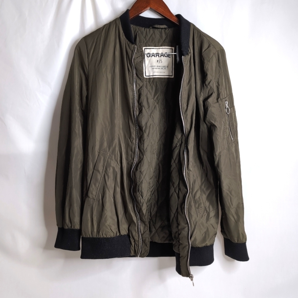 Garage Olive Green Bomber Jacket, Size S